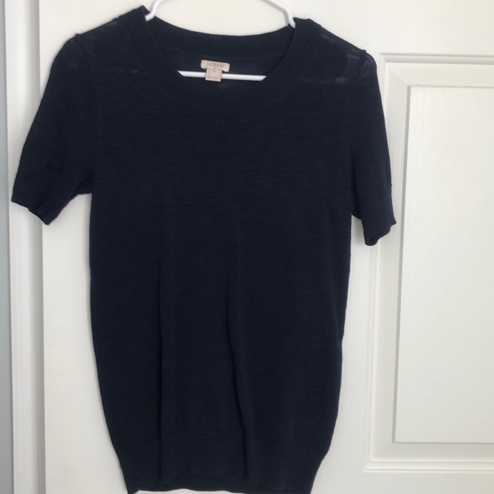 JCrew Short Sleeve Cotton Sweater Navy NWOT